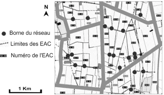 Figure 11. Inadéquation du réseau hydraulique avec les limites de EAC de Mouzaïa. 