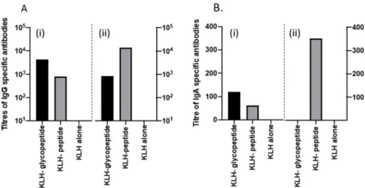 Figure 7. Antibody response to intranasal vaccination of the peptides and CT in the serum of mice following immunizations on days 1, 14, and 21