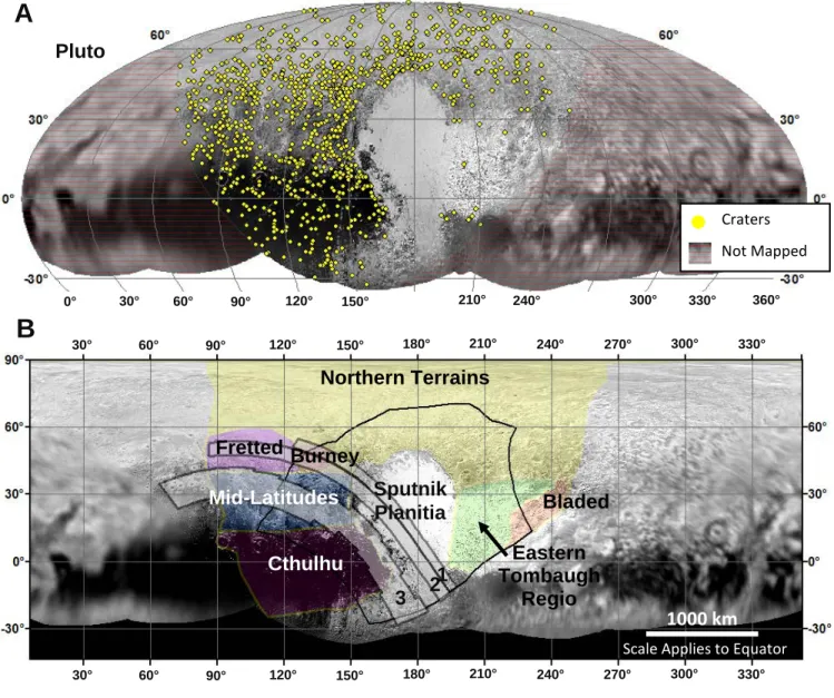 Fig. S1: Mapped regions on Pluto. 