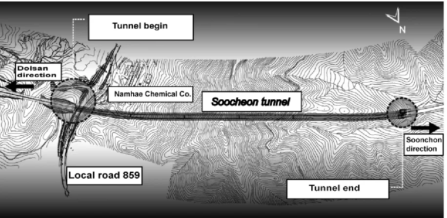Figure 2. Plan view of the Sucheon tunnel 