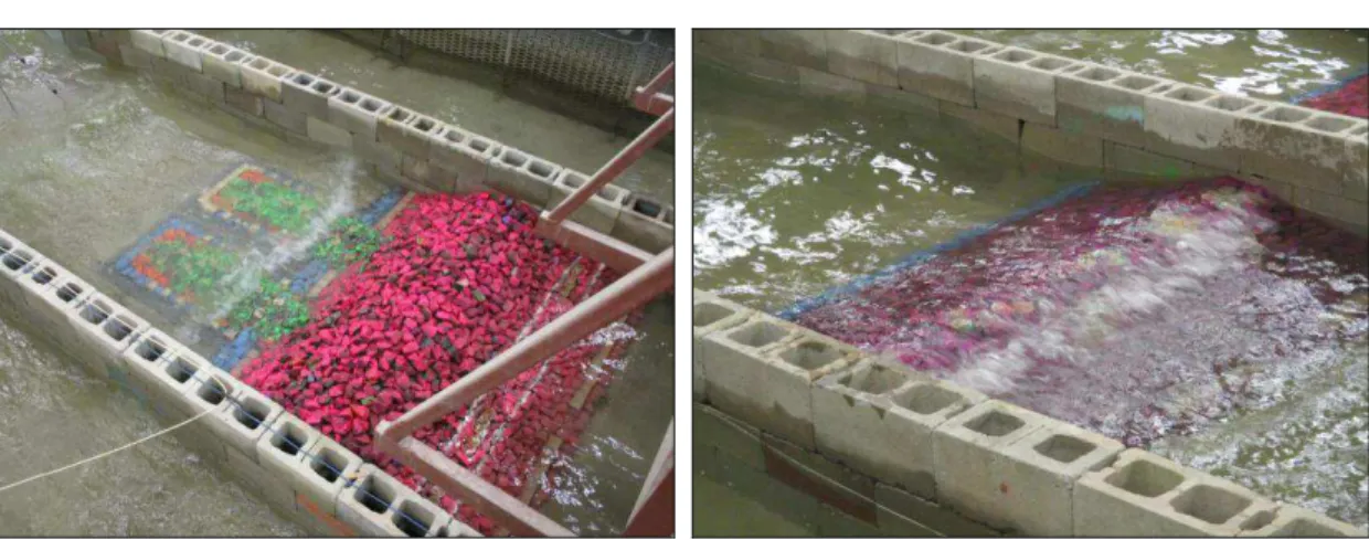 Figure 9. Breakwater model setup and testing for Test Series C. 