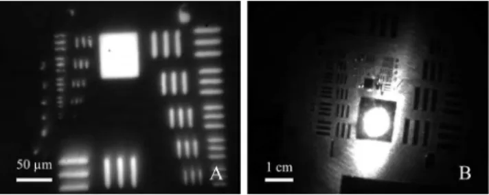 FIGURE 4. Evaluation of the multi-resolution wide-field capabilities of the rigid GRIN probe using a USAF51 resolution test chart