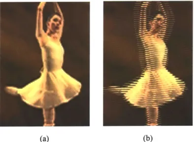 Figure  4-9:  Blurred  frame  caused  by  field  interpolation.  (a)  Original  progressive  frame