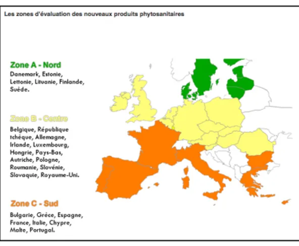 Figure 4. Autorisation de mise en marché et répartition de l’Union Européenne en trois  zones 