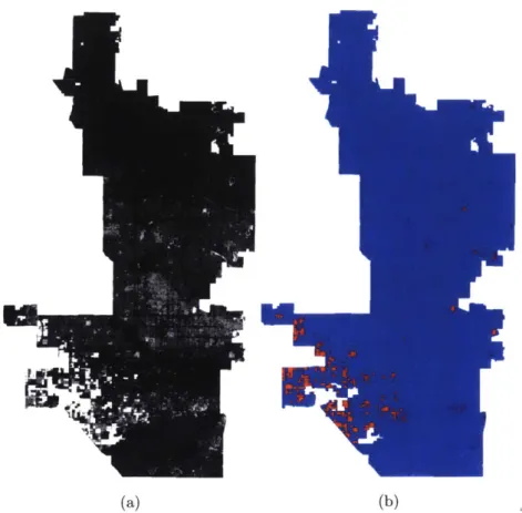 Figure  2.1:  (a)  LandSat  image  masked  with  Phoenix's  city  boundary  and  applied  with  NDVI.