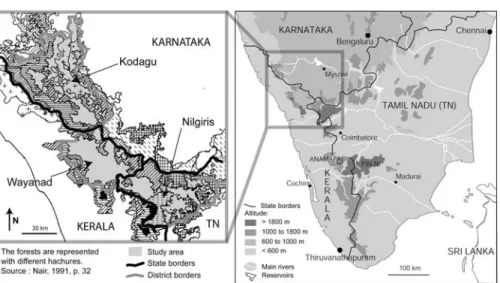 Fig. 1 Kodagu, Wayanad, Nilgiris forested districts of the central Western Ghats