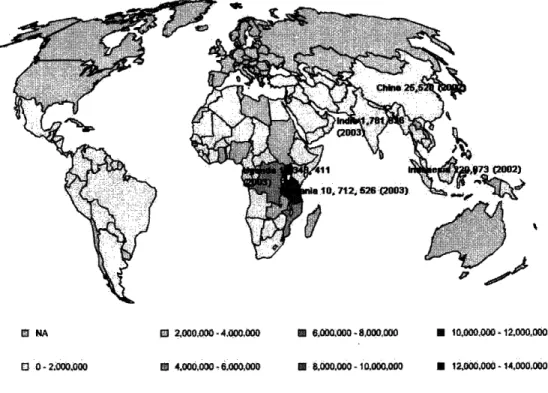 Figure 6 Malaria cases  (Data from recent year available)  [18]
