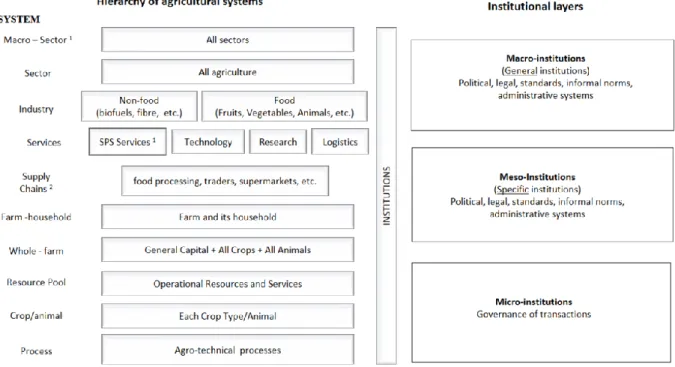 Figure 1. Hierarchy of agricultural systems and institutional layers. 