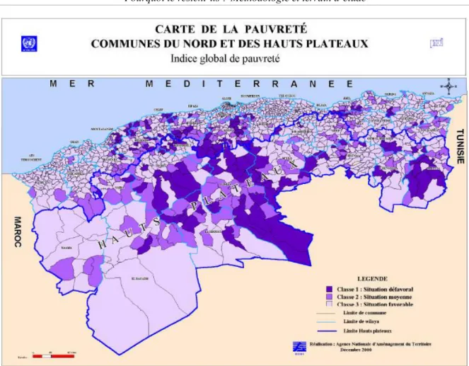Figure 4 : Carte de la pauvreté des communes du sud et communes du nord l’Algérie 