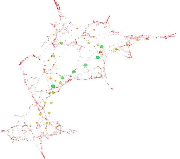 Figure 3. Northeast us electrical grid network representation using “Betweenness”.