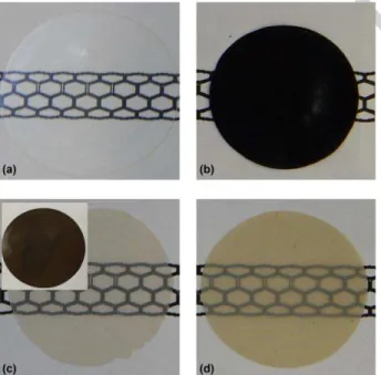 Figure  2.Photographs  of  (a)  neat  and  (b-d)  nanotube-modified  epoxy  films  placed  on  top  of  an  illustration of a nanotube structure