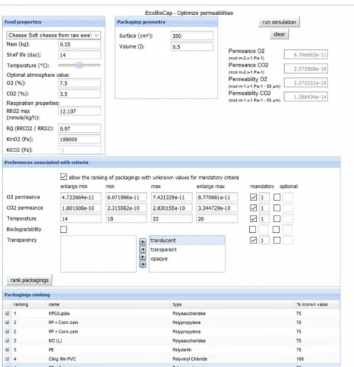 Figure 8. Multi-criteria decision support (MCDSS) results interface