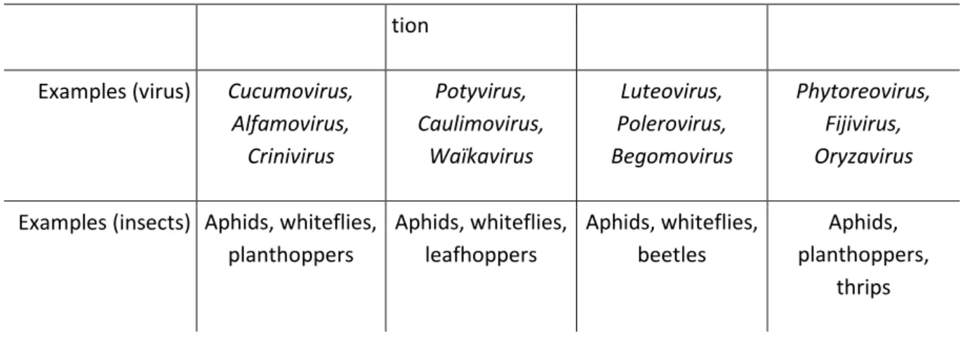 Table 2 Examples of viral proteins involved in vector interaction. Only proteins for which virus-vector  interaction domains have been characterized are listed