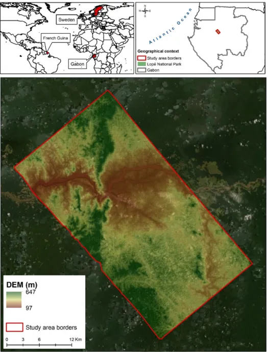 Figure 1. TropiSAR, BioSAR , and AfriSAR Campaigns. Study area main site (Gabon Lopé National park)