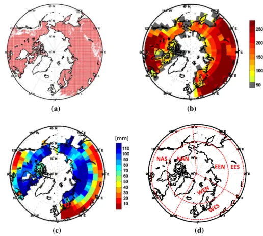 Figure 2a presents the ensemble mean of February–April  SWE for the six CMIP5 models, for the ALL forcing case  for the 1980–2012 period