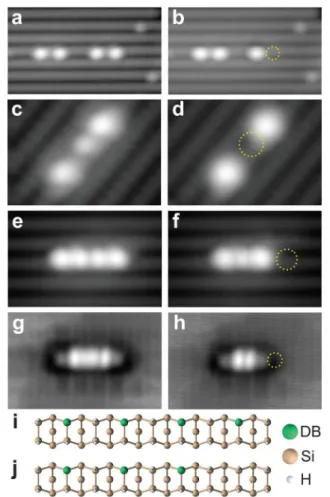 Figure 5a shows a ﬁ lled-state STM image of two separate pairs of coupled DBs along the same dimer row