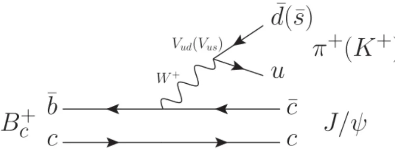Figure 1: Diagram for a B c + → J/ψ π + (K + ) decay.
