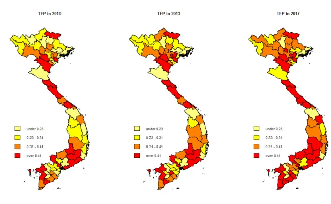 Figure 4: TFP change across Vietnam for 2010-2017