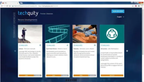 Fig. 2. The NRC Techquity showcase platform 