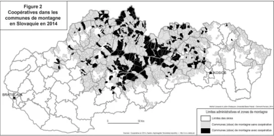 Figure 2. Coopératives dans les communes de montagne en Slovaquie en 2014