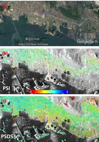 Figure 2. An example of the velocity map estimated using SAR Sentinel-1 images over Quang Ninh province area about 4 km × 10 km