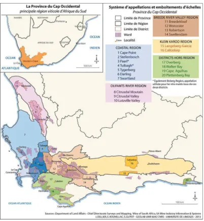 Illustration 2 - Carte des appellations d’origine contrôlée de la province du Cap-Occidental