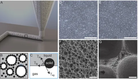 Fig. 1. Direct foam writing. (A) Schematic view of direct foam writing of porous filamentary features.
