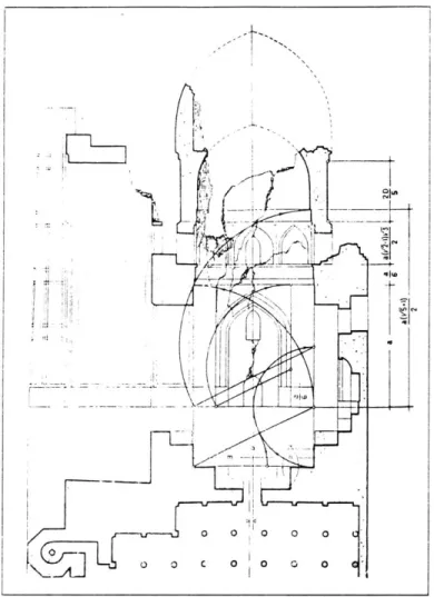 Fig. 2.19  Plan and Section of  the main dome  of the Masjid-i Jami of Samarqand (after Bultaov)