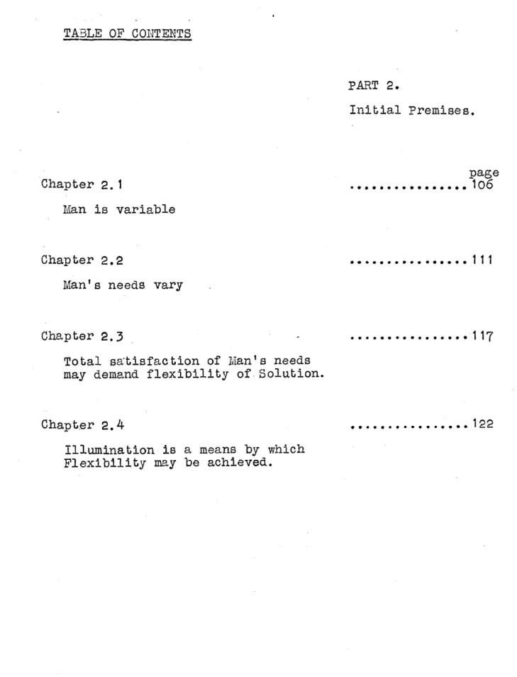 TABLE  OF  CONTENTS PART  2. Initial  Premises. ................  page106Chapter 2. 1 Man  is  variable Chapter 2.2 Man's  needs 00  000  000 .0  ...