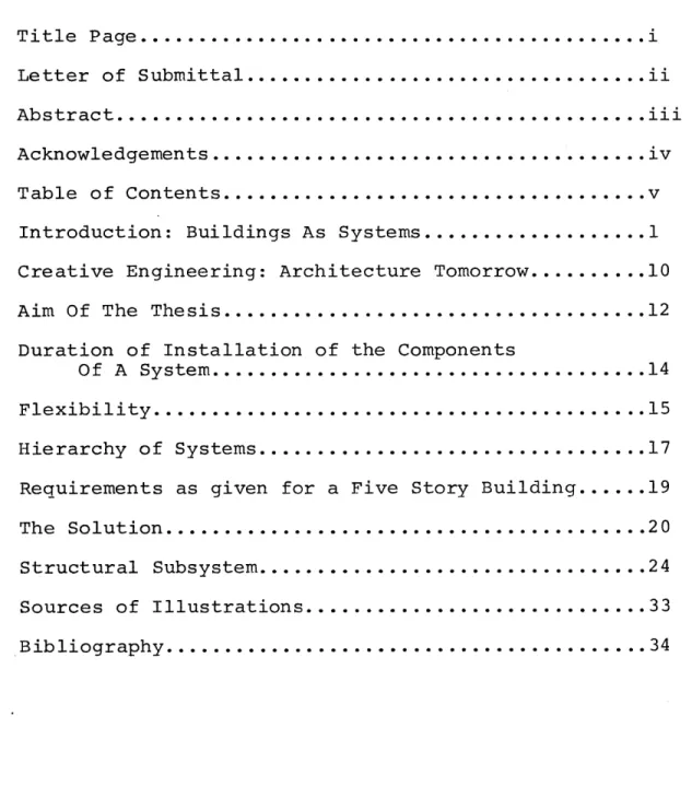 TABLE  OF  CONTENTS . .. ............... ...  ..  ................. i Letter  of  Submittal........
