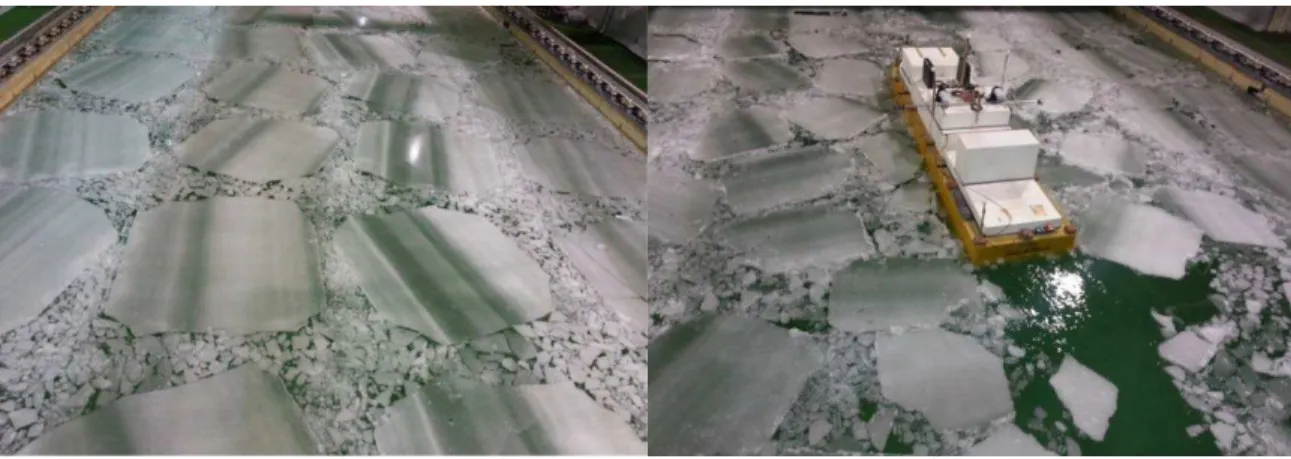 Figure 6: 100m Ice floe field (left) and 50m ice floe field (right) 