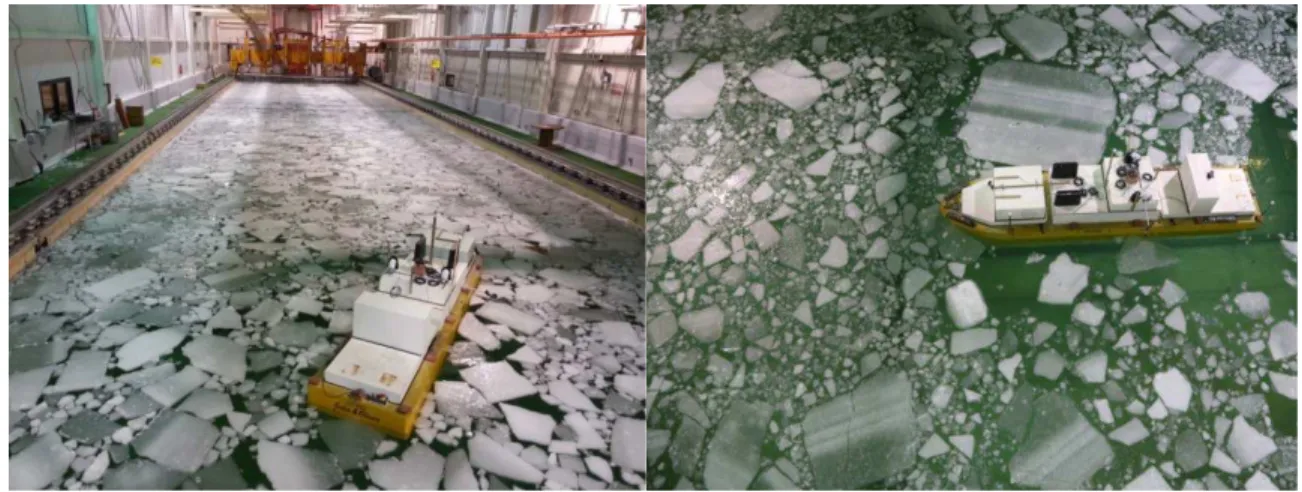 Figure 7: 25m ice floe field (left) and mix size field (right) 