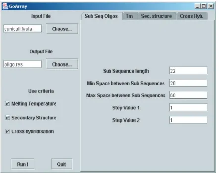 Fig. 5. Screenshot of GoArrays interface