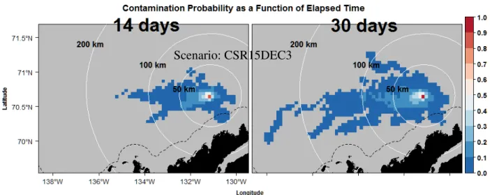 Figure 7  The speed of the spread of spills is not a strong function of elapsed time. 