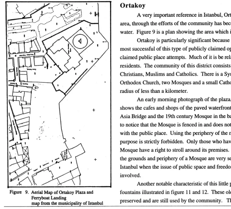 Figure  9. Aerial  Map of Ortakoy Plaza  and  fountains  illustrated in figure  11  and  12