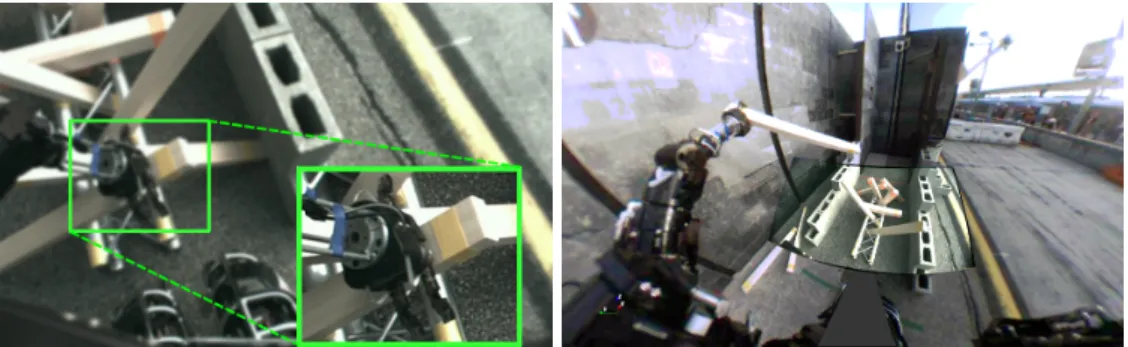 Figure 12: Left: an example of foveation during the debris task to enhance the operator’s situational awareness without drastically impacting bandwidth