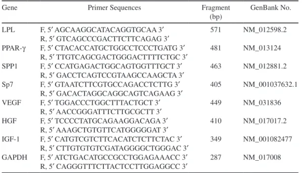Table 1.  Primers of Specific Markers for Differentiation and Cytokines
