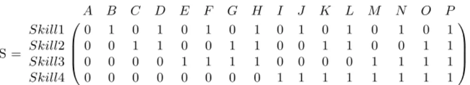 Fig. 3: Student matrix with all the possible student-skills mapping.