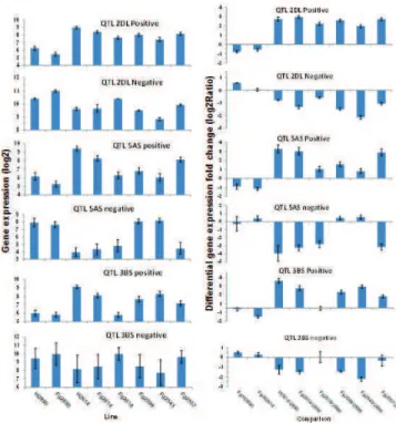Fig. 8. Digitalization of trait representation of fold change data. Row  headers: Inclusion model: Fg = Fusarium infected, Q2DL = QTL  2DL, Q3BS = QTL 3BS, Q5AS = QTL 5AS