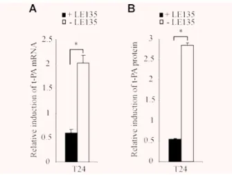 Fig. 5 RAR- ␤ antagonist LE135 blocked the retinoid-mediated induction of t-PA gene in WISH cells