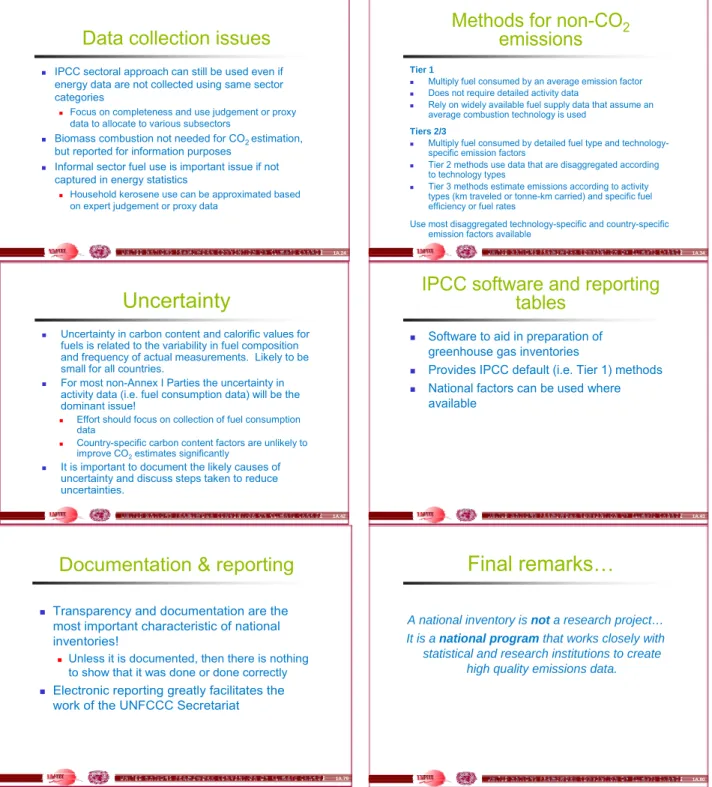 FIGURE 1: Greenhouse Gas Inventory – Training Workshop conducted by the United Nations Framework Convention  on Climate Change (UN FCCC) reveals that the systems under development may be mired in uncertainty arising from  lack of data. Some of the policies