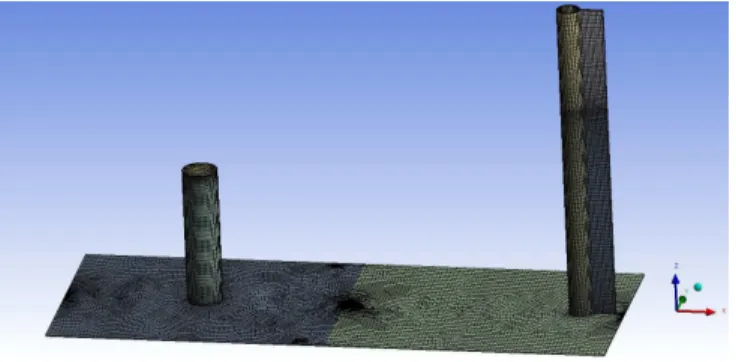 Figure 2 shows the final mesh of the structural model for the experimental rig including the plate, cylinder, cylinder cap and the support system that contains 61375 elements with 265000 nodes.