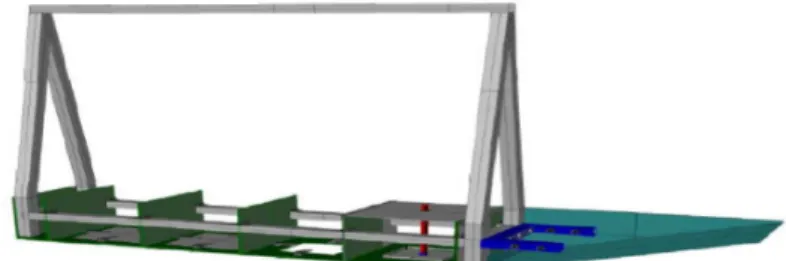 FIGURE 1. Model for hydrodynamic testing (side shells are not shown in figure for inside view).