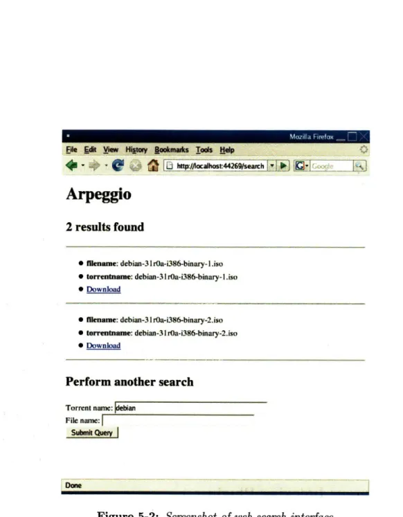 Figure 5-2:  Screenshot of web  search interface