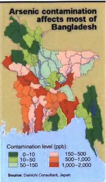 Figure  2-6:  Map  of Arsenic  Contamination  in Bangladesh' 6