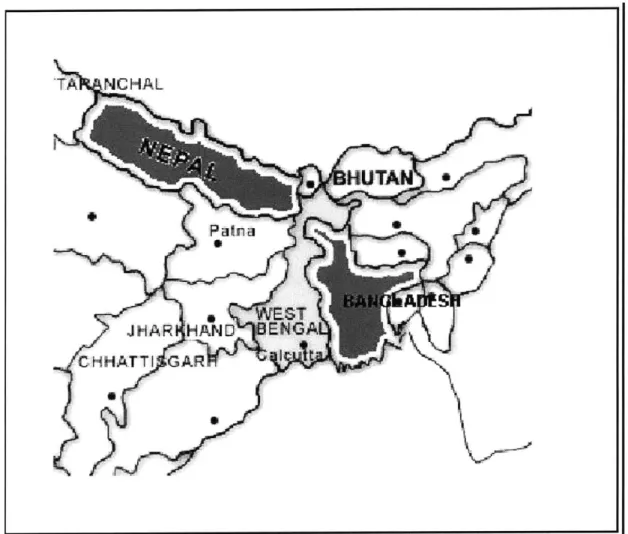 Figure  6  Relative Location  of Nepal,  Bangladesh  and  West Bengal