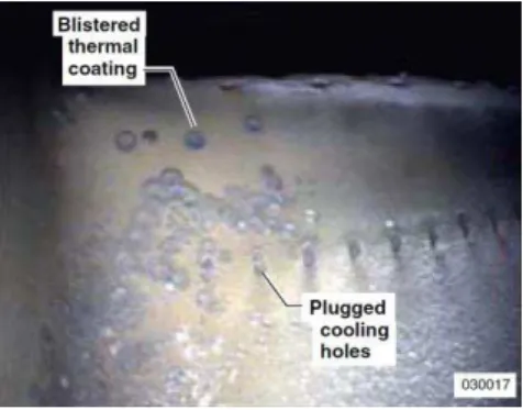 Fig 8. Plugged cooling holes in a CFM56-2 engine [8]. 