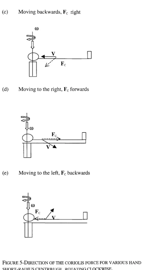 FIGURE  5-DIRECTION  OF THE  CORIOLIS  FORCE FOR  VARIOUS  HAND  MOVEMENTS  ON  A