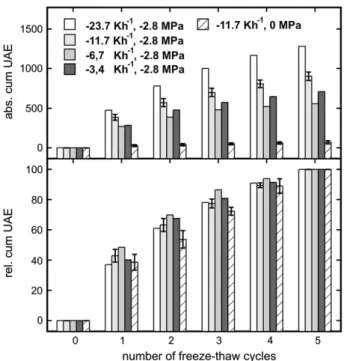 Figure 4. Absolute UAE and relative number of cumulative UAE in P.