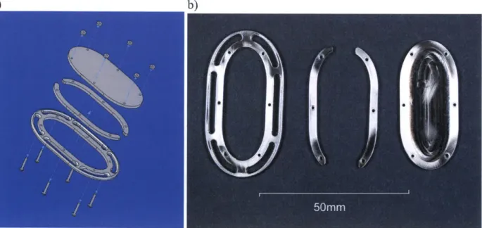 Figure 4:  a)  CAD  assembly  of Base  Ring Version  2;  b)  Individual  machined parts of Base  Ring Version  2.